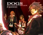  2boys bad_id bad_pixiv_id badou_nails dogs:_bullets_&amp;_carnage flower formal fuyumine_naoto gun haine_rammsteiner katana multiple_boys necktie suit sword weapon yoichi_(pixiv_273474) 