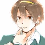  brown_eyes brown_hair genderswap genderswap_(ftm) hairband male_focus solo suzumiya_haruhi_no_yuuutsu suzumiya_haruhiko yoshioka_mitsuko 