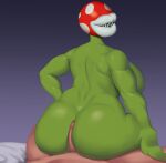 absurd_res anthro biped breasts butt elemental_creature eyeless female flora_fauna genitals goldcrustedchicken green_body hi_res hot_dogging human male male/female mammal mario_bros nintendo not_furry nude penis piranha_plant plant sex sharp_teeth teeth thick_thighs