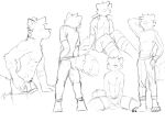  anthro arm_tuft barefoot bottomwear canid cheek_tuft clothed clothing elbow_tuft facial_tuft feet front_view guide_lines hair male mammal monochrome nipples pache_riggs rear_view shirt short_hair shorts side_view simple_background sketch sketch_page solo standing t-shirt topless topwear tuft 