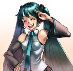  detached_sleeves green_hair hatsune_miku long_hair solo twintails vocaloid yapo_(croquis_side) 