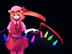  bad_id bad_pixiv_id flandre_scarlet hat hijiri_(resetter) one_side_up open_mouth orange_hair pale_skin red_eyes simple_background smile solo standing touhou wings 