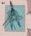  aircraft artist_name commentary delta_plus english_commentary gundam gundam_msv gundam_unicorn highres inflatable_armbands kampen1184 mecha mecha_focus mobile_suit no_humans patio_umbrella pool robot science_fiction solo swim_ring water 