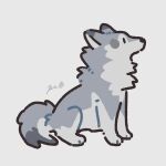  animal_focus closed_mouth commentary from_side full_body grey_background highres no_humans original rinrinwolf signature simple_background solid_oval_eyes wolf 