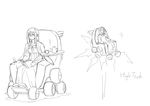  bespectacled book cup full_body glasses greyscale kuroi_yasu monochrome no_hat no_headwear open_book patchouli_knowledge teacup touhou wheelchair 