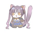  1girl :3 :d animal_ears animal_hands arms_at_sides assault_lily black_boots black_necktie black_ribbon blue_cloak blue_shirt blue_skirt blush boots cat_ears cat_girl cat_paws cat_tail chibi chibi_only cloak commentary_request full_body hair_ribbon hishida_haru kemonomimi_mode long_hair long_sleeves looking_at_viewer necktie nigari_(ngari_0115) no_pupils odaiba_girls_high_school_uniform open_mouth paw_shoes pleated_skirt purple_hair ribbon school_uniform shirt simple_background skirt smile solo standing tail tail_raised twintails two-tone_shirt very_long_hair white_background white_shirt yellow_eyes yellow_ribbon 