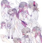  >_< 2girls absurdres alternate_costume barefoot black-framed_eyewear black_bow black_collar black_hair blood blood_on_hand blue_eyes blush bow chibi chibi_inset coat collar colored_inner_hair columbina_(genshin_impact) commentary detached_collar dress eye_mask fud gem genshin_impact glasses gloves hair_bow hair_bun hair_flaps hair_ornament half_gloves highres lab_coat licking licking_hand long_hair long_sleeves looking_at_another mask multicolored_hair multiple_girls multiple_views multiple_wings one_eye_closed peanut_mouth purple_hair purple_streaks red_gem round_eyewear sandrone_(genshin_impact) see-through_clothes see-through_mask short_hair_with_long_locks simple_background single_hair_bun sketch smile streaked_hair thighhighs translation_request two-tone_hair untranslatable_commentary very_long_hair white_background white_coat white_dress white_gloves white_headdress white_mask white_thighhighs white_wings wing_hair_ornament wings wrist_bow yellow_bow yuri 