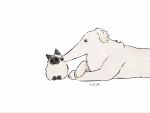  animal_focus artist_name borzoi cat cheek_poking closed_mouth colorpoint_(pattern) commentary_request crossed_arms dog highres long_nose looking_at_another looking_to_the_side lying multicolored_cat no_humans on_stomach original poking ririca_neko siamese_cat sideways_glance simple_background white_background white_dog 