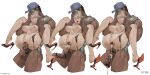  1boy 1girl absurdres after_sex ahegao bar_censor baseball_cap blonde_hair breasts censored commentary_request cum cum_in_pussy cumdrip dark-skinned_male dark_skin gaping hat hetero high_heels highres interracial large_breasts large_penis long_hair lovepenguin5272 muscular muscular_male nipples open_mouth original panties panties_around_one_leg penis reverse_suspended_congress sequential sex underwear vaginal 