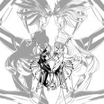  absurdres arm_up atomic_heart ballerina breasts faceless faceless_female greyscale highres humanoid_robot joints left_(atomic_heart) medium_breasts meme metal_skin monochrome official_alternate_costume official_art reverse:1999 right_(atomic_heart) robot robot_girl robot_joints standing tap_me_(meme) white_background 