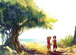  bad_id bad_pixiv_id black_hair child freckles hat holding_hands male_focus monkey_d_luffy multiple_boys one_piece portgas_d_ace sad short_hair tree tsuyomaru younger 