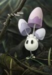  commentary english_commentary forest full_body highres morelull mushroom nature no_humans on_ground outdoors pokemon pokemon_(creature) pokemon_focus rock solid_oval_eyes solo twig wldud9_9 