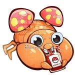  04sora40 black_eyes blood blood_bag bug commentary drinking_blood fangs full_body leech_life_(pokemon) mushroom no_humans paras pincers poke_ball_symbol pokemon pokemon_(creature) pokemon_focus pokemon_move solo twitter_username watermark white_background 