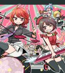  >_< 6+girls :d arm_up belt black_hair black_thighhighs blush bow bowtie breasts brown_hair choker cleavage collarbone collared_shirt commentary_request commission crop_top crowd drum drum_set drumsticks floral_print fujiwara_no_mokou grey_hair grey_shirt grey_shorts grey_skirt grin hat highres holding holding_drumsticks holding_instrument holding_trumpet holding_violin horikawa_raiko houraisan_kaguya instrument keyboard_(instrument) long_hair lunasa_prismriver lyrica_prismriver mashuu_masaki medium_hair merlin_prismriver miniskirt multiple_girls necktie one_eye_closed open_mouth people pink_shirt playing_instrument purple_necktie red_eyes red_hair red_hat red_shirt red_shoes second-party_source shirt shoes shooting_star_hat_ornament short_hair shorts skeb_commission skirt smile split_mouth spotlight stomach thighhighs touhou trumpet violin white_bow white_bowtie 