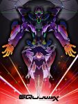  1girl absurdres blue_hair commentary copyright_name english_commentary english_text floating_hair gfred gloves glowing gundam gundam_gquuuuuux highres js_71535 logo long_hair looking_at_viewer mecha mecha_pilot_suit mobile_suit normal_suit_(gundam) nyaan_(gundam_gquuuuuux) robot science_fiction title yellow_eyes zeon zero_gravity 