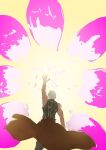  1boy archer_(fate) armor blocking breastplate coat commentary dark-skinned_male dark_skin energy_barrier energy_shield fate/stay_night fate_(series) highres male_focus messy_hair red_coat renkon_eko rho_aias shield sketch solo spiked_hair white_hair 