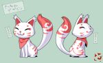 :3 animal animal_focus closed_eyes closed_mouth commentary_request fox green_background lowres multiple_views no_humans original red_scarf scarf simple_background toromi_(toromix2) translation_request 