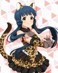  1girl animal_ears animal_print arm_strap breasts card_commentary closed_mouth commentary_request cowboy_shot dress fake_animal_ears fake_tail fingerless_gloves floating_hair frilled_dress frills fur_collar game_asset gaogao_leopard_(idolmaster) gloves idolmaster idolmaster_million_live! idolmaster_million_live!_theater_days kitakami_reika leopard_ears leopard_print leopard_tail long_hair looking_at_viewer o-ring o-ring_arm_strap official_alternate_costume official_art print_dress print_gloves short_dress sleeveless sleeveless_dress smile solo standing tail third-party_source twintails_with_hair_base yellow_eyes 