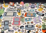  amiibo analogue_pocket atari_lynx bandai battery bottle_cap bubble_bobble cable can charging_device coin controller copyright_request desk_lamp drink_can figure game_&amp;_watch game_boy game_boy_(original) game_boy_advance game_boy_advance_(original) game_boy_advance_sp game_boy_camera game_boy_cartridge game_boy_color game_boy_micro game_boy_printer game_cartridge game_controller handheld_game_console highres joy-con kirby's_dream_land kirby_(series) lamp neo_geo_pocket new_nintendo_3ds_ll nintendo nintendo_3ds nintendo_ds nintendo_ds_card nintendo_ds_lite nintendo_switch no_humans paperclip parody pen plant playdate playstation_portable playstation_vita potted_plant screw sega sega_game_gear soda_can sony steam_deck stephen_maurice_graham stylus third-party_source umd wonderswan 
