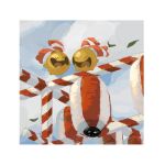  bell chingling closed_eyes cloud cloudy_sky floating highres jingle_bell kusuburu11 lantern leaf metal_skin no_humans open_mouth outdoors paper_lantern pokemon pokemon_(creature) pokemon_focus sky 