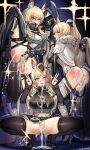  1boy 3girls absurdres after_fellatio animal_ear_fluff animal_ears arknights armor ass aunt_and_niece black_coat black_gloves black_hat black_jacket black_shoes blemishine_(arknights) blonde_hair blue_eyes blush bow breasts cape censored coat commentary_request cum cum_in_mouth cum_on_body cum_on_breasts cum_on_tongue cum_string doctor_(arknights) double_v drooling female_ejaculation female_orgasm finger_in_another's_mouth fur-trimmed_armor fur_trim garrison_cap gauntlets gloves group_sex hair_bow hat heart hetero high_heels highres hood hood_up hooded_coat hooded_jacket horse_ears horse_girl horse_tail jacket large_breasts leg_up long_hair looking_at_viewer male_doctor_(arknights) medium_breasts mosaic_censoring mouth_drool multiple_girls nearl_(arknights) nearl_the_radiant_knight_(arknights) one_eye_closed one_eye_covered open_mouth orgasm peeing penis ponytail pussy_juice shoes siblings simple_background sisters skindentation slit_pupils smile soystar spanked sparkle spread_legs spread_pussy spreading_own_pussy squatting tail tail_pull teeth thick_eyebrows thighhighs tongue tongue_out trembling trembling_legs v whislash_(arknights) white_cape yellow_eyes 