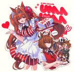  ... 6+girls :d ^^^ ^_^ agnes_tachyon_(umamusume) ahoge animal_ears apron black_hair black_ribbon blue_eyes bow box brown_hair bucket_of_chicken closed_eyes commentary_request cup daiwa_scarlet_(umamusume) disposable_cup dress fang hair_between_eyes hair_bow hair_ornament hair_scrunchie heart holding holding_tray horse_ears horse_girl huge_ahoge jungle_pocket_(umamusume) kfc long_hair manhattan_cafe_(umamusume) multiple_girls neck_ribbon open_mouth red_bow red_desire_(umamusume) red_dress red_eyes red_hair red_vest ribbon sauce_packet scrunchie shirt smile striped_clothes striped_dress tiara tosen_jordan_(umamusume) tray twintails umamusume very_long_hair vest welchino white_apron white_shirt wrist_cuffs yellow_eyes 
