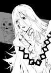  1boy absurdres azrael_(fate) cat chain collarbone commentary_request fate/grand_order fate_(series) hair_between_eyes hair_ornament highres long_hair male_focus muscular muscular_male open_mouth pectorals solo surprised very_long_hair yu_dofu 