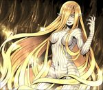  asherah blonde_hair breasts groin hair_censor hair_over_breasts hair_over_one_eye knife lips long_hair medium_breasts navel nude pointy_ears shin_megami_tensei shin_megami_tensei:_strange_journey smile solo tatsuji very_long_hair yellow_eyes 