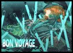  1girl absurdres aqua_necktie aqua_trim black_hat black_shirt blind_obsession_(e.g.o) collared_shirt e.g.o_(project_moon) epaulettes fluorescent_lamp freckles hat highres ishmael_(project_moon) krab_(fumekrab) limbus_company long_hair looking_at_viewer military_hat military_uniform necktie orange_eyes orange_hair parted_lips project_moon shirt solo very_long_hair wavy_hair 
