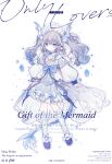  1girl absurdres ankle_bow artist_name ascot blue_bow blue_choker blue_dress blue_eyes blue_horns blue_socks bow choker closed_mouth commentary_request commission crystal dragon_girl dragon_horns dragon_tail dress dress_bow english_text eyelashes footwear_bow frilled_dress frilled_socks frills full_body gem grey_hair hair_bow hairband hand_in_own_hair highres horns kneehighs knees lace-trimmed_dress lace_trim layered_dress layered_sleeves light_blush light_smile long_hair long_sleeves looking_at_viewer medium_dress multiple_horns original parted_lips pointy_ears puffy_long_sleeves puffy_sleeves qianqianjie sample_watermark shoes short_dress short_over_long_sleeves short_sleeves simple_background sleeves_past_wrists smile socks solo standing striped_clothes striped_dress striped_socks tail too_many_watermarks translation_request twintails veil vertical-striped_clothes vertical-striped_dress vertical-striped_socks waist_bow watermark weibo_watermark white_ascot white_background white_bow white_dress white_hairband white_headdress white_horns white_socks white_veil 