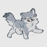  absurdres animal_focus closed_eyes commentary full_body grey_background highres no_humans original rinrinwolf signature simple_background tongue tongue_out wolf 