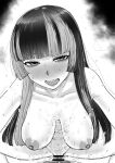  1boy 1girl absurdres bar_censor blush breasts censored collarbone commentary_request completely_nude cowgirl_position cum cum_on_body cum_on_breasts cum_string girl_on_top greyscale hanging_breasts highres hololive hololive_dev_is juufuutei_raden kaiman_garupan large_breasts long_hair looking_at_viewer monochrome multicolored_hair navel nipples nude open_mouth penis pussy sex solo_focus spread_legs stomach straddling streaked_hair sweat sweaty_breasts teeth thighs two-tone_hair vaginal very_sweaty virtual_youtuber 