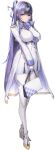  1girl bag between_breasts black_hair black_streaks blue_eyes blue_ribbon blunt_bangs breasts chinese_hairpin clothes_between_breasts commentary covered_navel dress english_commentary eyeliner fang full_body game_asset gloves goddess_of_victory:_nikke gold_shoes hair_bun hair_intakes hair_ornament hair_ribbon hair_stick hand_up handbag head_on_hand high_heels highres holding holding_bag jacket jien_(nikke) lace-trimmed_collar lace_trim leg_tattoo long_hair looking_at_viewer loose_hair_strand makeup mole mole_under_each_eye mole_under_eye multicolored_hair multiple_moles necktie necktie_between_breasts official_art one_eye_closed pantyhose purple_bag purple_cuffs purple_hair purple_necktie purple_tattoo red_eyeliner ribbon shoes skin_fang smile solo standing straight_hair streaked_hair tattoo third-party_source transparent_background white_background white_bag white_dress white_gloves white_jacket white_pantyhose white_streaks 