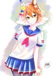  animal_ears brown_eyes commentary ear_covers highres horse_ears horse_girl horse_tail kasaneri matikanefukukitaru_(rising_fortune)_(umamusume) matikanefukukitaru_(umamusume) orange_hair single_ear_cover tail umamusume untranslatable_commentary 