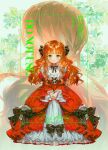  1girl age_progression artist_name bib_collar black_bow blush bow child chinese_commentary closed_mouth collar collared_dress colorful commentary_request commission dated dress dress_bow florentia_lombardi full_body gown green_eyes hair_bow highres i_shall_master_this_family korean_commentary layered_dress long_dress long_hair long_sleeves looking_at_viewer mixed-language_commentary multiple_views own_hands_together red_dress red_hair say_hana signature solo_focus standing straight-on v_arms wavy_hair white_collar 