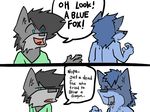  ariffrazalin blue_fur canine comic dead duo fox fur grey_fur humor joke mammal text wolf 