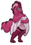  2018 anthro clothed clothing dragon female honeymono legwear looking_at_viewer overweight panties scalie simple_background skirt slightly_chubby smile solo underwear upskirt 