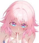  2girls absurdres blue_eyes blush commentary_request facial_mark female_pov hair_between_eyes heart heart_facial_mark highres honkai:_star_rail honkai_(series) march_7th_(honkai:_star_rail) medium_hair multicolored_eyes multiple_girls pink_eyes pink_hair pink_nails pov saliva solo_focus stelle_(honkai:_star_rail) tongue tongue_out trailblazer_(honkai:_star_rail) two-tone_eyes w-baiye yuri 