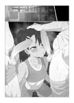  1girl 2boys asymmetrical_bangs ball basketball_(object) bike_shorts blush breasts commentary earclip english_commentary fenqury foreskin gym_storeroom hair_ornament hairclip hand_on_another's_head ijiranaide_nagatoro-san indoors long_hair male_pubic_hair monochrome multiple_boys nagatoro_hayase penis penis_awe phimosis pubic_hair small_breasts sports_bra sweat tan tanlines testicles uncensored veins veiny_penis 