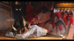  1boy 1girl absurdres arknights bare_arms bare_shoulders bent_over black_hair black_hands black_horns bottomless colored_extremities commentary dragon_boy dragon_girl dragon_tail english_commentary english_text gandy_(gan3e46) grabbing_another's_ass green_eyes groping highres horns incest indoors jie_(arknights) long_hair long_sleeves looking_at_another looking_at_viewer looking_back open_clothes open_mouth open_shirt pointy_ears ponytail red_hair red_hands sex sex_from_behind shirt table tail topless_male white_shirt yellow_horns yu_(arknights) 