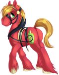  alpha_channel big_macintosh_(mlp) blonde_hair bridle cutie_mark equine feral friendship_is_magic fur green_eyes hair horse kittehkatbar looking_at_viewer looking_back male mammal my_little_pony plain_background pony solo transparent_background 