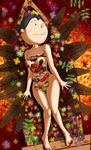  black_hair flower food highres isono_fune leaf long_hair lying nerichichi nude nyotaimori prawn sashimi sazae-san 