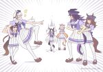  6+girls ahoge anger_vein animal_ears beanie black_hair blank_eyes blue_eyes blunt_bangs bow bowtie breasts brown_eyes brown_hair brown_hat brown_shoes clenched_teeth closed_mouth commentary_request crossed_arms derivative_work dream_journey_(umamusume) ear_covers ears_through_headwear emphasis_lines eyewear_strap fenomeno_(umamusume) flipped_hair glasses gold_ship_(umamusume) grey_hair grey_hat hair_between_eyes hat highres horse_ears horse_girl horse_tail long_hair multicolored_hair multiple_girls nakayama_festa_(umamusume) open_mouth orange_hair orfevre_(umamusume) peaked_cap pillbox_hat pleated_skirt puffy_short_sleeves puffy_sleeves purple_bow purple_bowtie purple_eyes purple_hair purple_shirt sailor_collar sailor_shirt school_uniform shirt shoes short_sleeves skirt smile stay_gold_(umamusume) stay_gold_clan_(umamusume) streaked_hair tail teeth thighhighs tracen_school_uniform two-tone_hair umamusume w3n6e white_hair white_sailor_collar white_skirt white_thighhighs 
