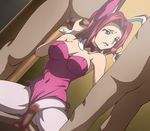  1girl 3boys animal_ears artist_request bare_shoulders blue_eyes bow bowtie breasts bunny_ears bunny_girl bunnysuit censored cleavage clothed_navel code_geass detached_collar double_handjob gangbang girl_on_top group_sex handjob highres kallen_stadtfeld large_breasts lying medium_penis multiple_boys nude open_mouth pantyhose penis red_hair short_hair sitting sitting_on_person standing wrist_cuffs 