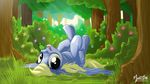  bush cutie_mark derp_eyes derpy_hooves_(mlp) equine female feral flower foliage friendship_is_magic grass horse light light_rays looking_at_viewer lying mammal my_little_pony mysticalpha outside pegasus pony smile solo sunlight tree upside_down wings yellow_eyes 