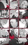  6+girls artist_name bandaid bandaid_on_face blood blood_from_mouth blood_in_hair blood_on_clothes bow bug butterfly chinstrap closed_eyes collage collared_shirt commentary_request cross_ornament death dress everyone flower frilled_dress frills gunshot_wound hair_flower hair_ornament hasumi_leia headshot highres hikami_meruru housho_margo jogasaki_noah kotetsu_080 kurobe_honoka kurobe_nanoka long_hair long_sleeves mahou_shoujo_no_majo_saiban monochrome multiple_girls natsume_an-an nikaido_hiro no_eyes noose partially_colored red_bow red_butterfly saeki_miria sakuraba_ema sawatari_coco shirt shito_alisa signature spoilers stitched_face stitches suicide tachibana_sherry tono_hanna veil x_hair_ornament x_ornament 
