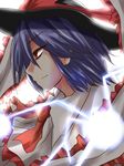  bad_id bad_pixiv_id electricity hat highres nagae_iku profile purple_hair red_eyes ribbon shawl short_hair simple_background solo touhou white_background yamato_(muchuu_paradigm) 