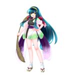  1girl :d absurdres ahoge blue_hair blunt_bangs blunt_sidelocks brown_sandals edomura_niniko full_body gradient_clothes gradient_kimono green_hairband green_kimono hairband hand_on_own_hip highres japanese_clothes kimono long_hair looking_at_viewer obi official_art okobo open_mouth pea_pod platform_sandals purple_sash sandals sash short_kimono sidelocks simple_background smile socks solo standing tabi touhoku_zunko transparent_background two-tone_kimono very_long_hair voiceroid white_kimono white_socks 