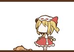  adomi blonde_hair comic flandre_scarlet hat hat_ribbon letterboxed millipen_(medium) ribbon side_ponytail silent_comic solo stuffed_animal stuffed_toy teddy_bear touhou traditional_media wings 