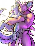  anthro balls bgn biceps big_penis blue_skin duo eel embrace fangs from_behind gay grin gripping half-erect holding horn hug legs_up male muscles nidoking nintendo nude pecs penis pok&#233;mon pok&eacute;mon pose purple_skin reptile scales scalie shocked size_difference standing surprise video_games vishy 